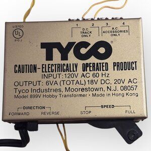 Tyco 899V Hobby Transformer 120V AC 60Hz Input 18V DC 20V AC Output